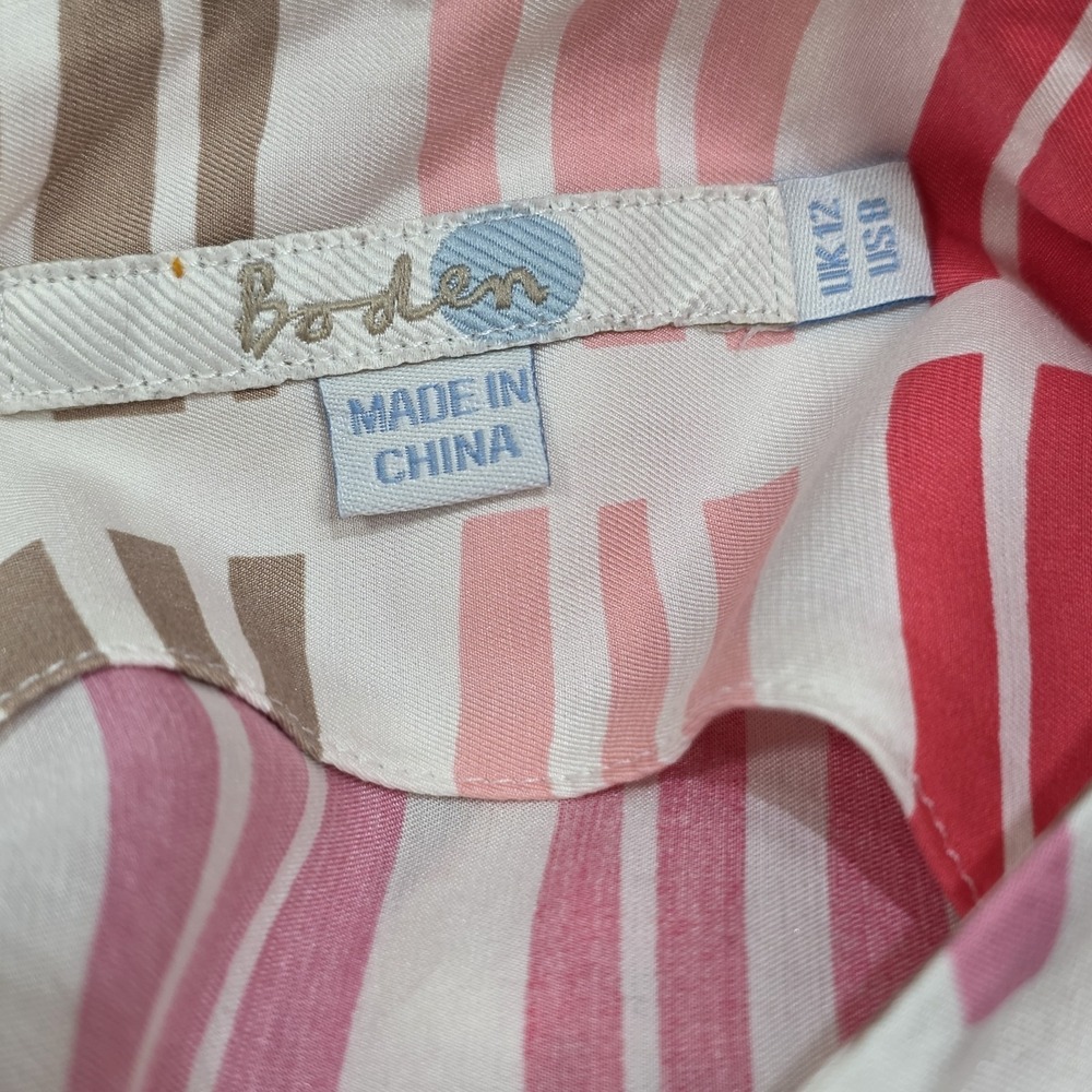 Boden Silk Blend Sleeveless Blouse Top Pinks Size 8 (US) Office Career Geometric - Picture 8 of 9